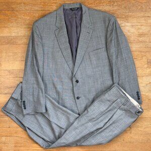 Jos A Bank Suit Mens Size 50R Blazer 44x30 Pants Pleated Gray Plaid 100% Wool